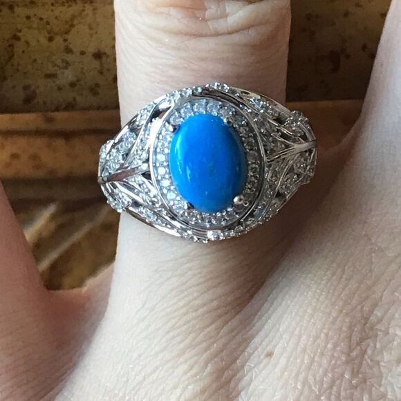 Natural Ceruleite Sterling Silver Ring Size 8